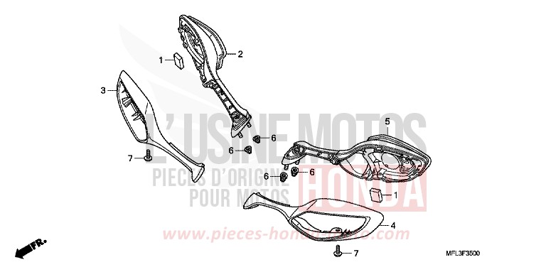 RETROVISEUR de CBR1000RR "Fireblade" DEGITAL SILVER METALLIC (NHA30TA) 2010